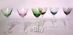Set of 8 Various Colored Crystal Wine Glasses (20th Cent.)