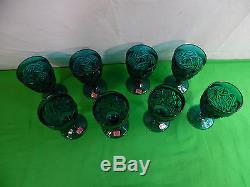 Set of 8 Viking Yesteryear Blue Teal Turquiose Water Wine Glass Goblets