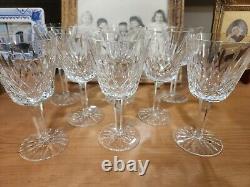 Set of Eight (8) WATERFORD Crystal LISMORE Claret (Red) Wine Glasses 5-7/8 6 oz