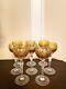 Set of Eight Nachtmann Traube Crystal Amber Cut to Clear Wine Glasses 6 7/8