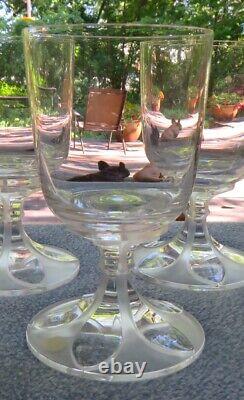 Set of FOUR Lalique Crystal Valencay Wine Goblets France Mint