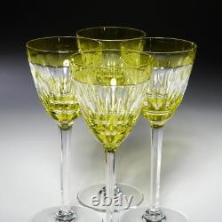 Set of Four (4) Val St Lambert Yellow to Clear Cut Crystal Wine Glasses 7.5h B
