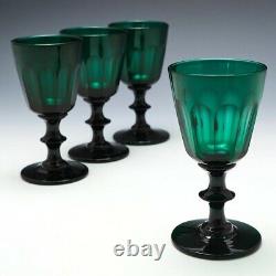 Set of Four Bristol Green Wine Glasses c1835