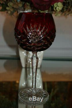 Set of Four Large Bohemian Colored Cut-to-Clear Balloon Wine Stems