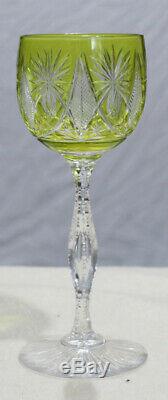 Set of Four Saint Louis Glass Cut to Clear Wine, Rare Teardrop Stem ca. 1910