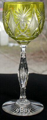 Set of Four Saint Louis Glass Cut to Clear Wine, Rare Teardrop Stem ca. 1910