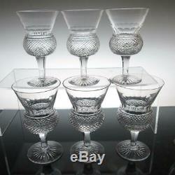 Set of Six (6) Edinburgh Crystal Thistle (Plain) White Wine Glasses