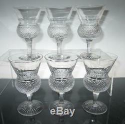 Set of Six (6) Edinburgh Crystal Thistle (Plain) White Wine Glasses