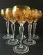 Set of Six Nachtmann 6 7/8 cut to clear Traube Amber/Gold Crystal Wine Glasses