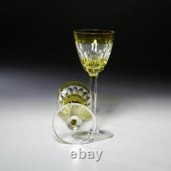 Set of Two (2) Val St Lambert Yellow to Clear Cut Crystal Wine Glasses 7.5h