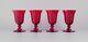 Set of four large red wine glasses. Sweden. Late 20th century