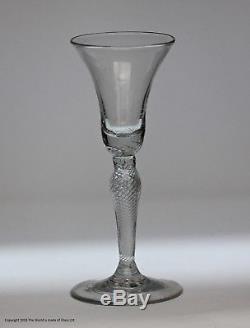 Set of six Georgian Continental multi spiral air twist wine glasses