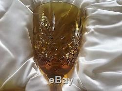 Signed Faberge Yellow Large Odessa Crystal Wine Glasses Set of 6