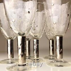 Signed Vintage Stephen Smyers Handblown Morocco Platinum Wine Glasses Set of 6