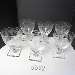 Signed William Yeoward Set of 6 Leonora Pattern Wine Water Glasses Goblets