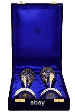 Silver Plated Champagne Glass With Blue Box 200 Ml Set of 2 Anniversary Gifts