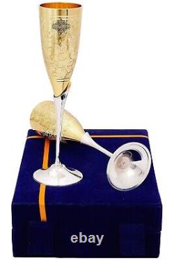 Silver Plated Champagne Glass With Blue Box 200 Ml Set of 2 Anniversary Gifts