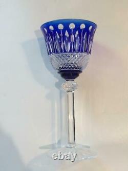 St. Louis Tommy Cobalt Crystal Set Of 4 Wine Hock Goblets Cr1823