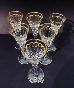 St. Louis Wine Goblets/Glasses, Excellence Gold Trim, Set of 6