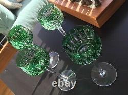 St Saint Louis Crystal MANHATTAN Vintage Wine Goblets, Green, Set of 4