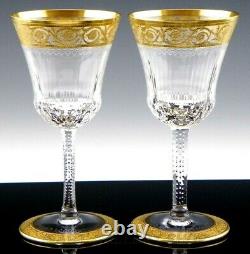 St Saint Louis France Crystal Gold THISTLE 5-5/8 CLARET WINE GLASSES Set of 2
