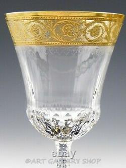 St Saint Louis France Crystal Gold THISTLE 5-5/8 CLARET WINE GLASSES Set of 2
