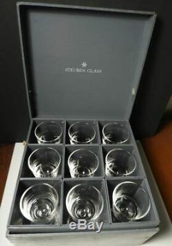 Steuben #7877 Wine Glasses, Bubble Stem, With Box & Storage Bags, Set of 9