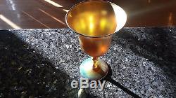 Steuben Aurene Gold Twisted stem wine glasses. Signed Aurene 2361 8-piece set