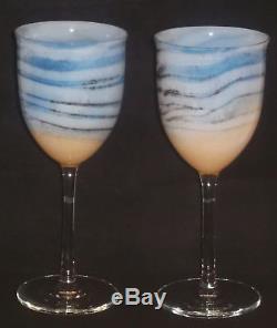 Steven Maslach Signed Vernal Art Glass Set Of 11 Wine Goblets New Unused