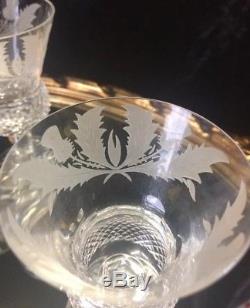 Stunning Set Of Six Edinburgh Crystal Thistle Pattern Wine Glasses, Never Used