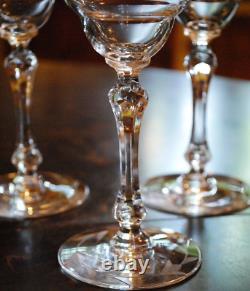 Superb Vintage Set 10 WINE GLASSES CUT CRYSTAL Cut Foot/Lattice & Leaf 6.75