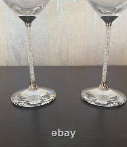 Swarovski Crystal Crystallline Wine Glasses Set of 2 Signed on Bottom