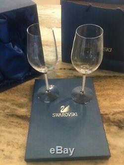 Swarovski Crystal Wine Glass Set Of 2 In Box Genuine Dinner CRYSTALLINE