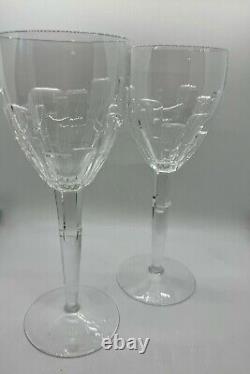 TWO Stuart Crystal Jasper Conran Pattern Ice Wine Cut Glasses 10 25.4 cm Tall