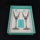 Tiffany & Co. Clear Glass Champagne Pair Set Wine Glasses With Box Authentic