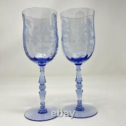 Tiffin Glass Fontaine Wine or Water Goblets in Twilite Purple Color set of 2