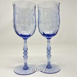 Tiffin Glass Fontaine Wine or Water Goblets in Twilite Purple Color set of 2
