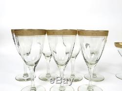 Tiffin Gold Rim Stemware Set of 14 Water Wine Goblets Sherbet Champagne Glasses