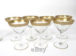 Tiffin Gold Rim Stemware Set of 14 Water Wine Goblets Sherbet Champagne Glasses