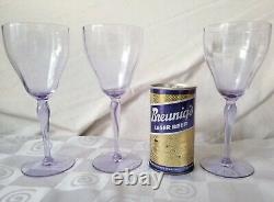 Tiffin Water Wine Neodymium Alexandrite Glasses Optic Ribs Set of 3 Rare