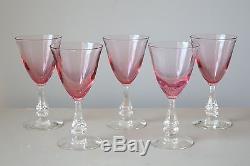 Tiffin Wistaria Pink Wine Glasses, Set of (5), Stem #17477