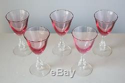 Tiffin Wistaria Pink Wine Glasses, Set of (5), Stem #17477