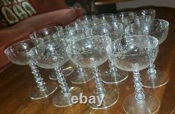 Tiffin franciscan wine/champagne glass Set Of 16 ball stem exquisitely etched