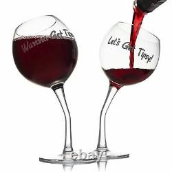 Tipsy Red White Wine Glasses Dishwasher Safe Drinking Glassware Xmas Gift Set UK