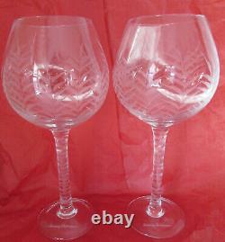 Tommy Bahama Etched Palm Tree Red Wine Clear Glasses 10 Tall Set Of 2 Goblet