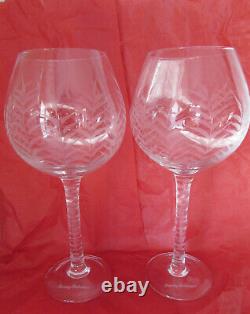 Tommy Bahama Etched Palm Tree Red Wine Clear Glasses 10 Tall Set Of 2 Goblet