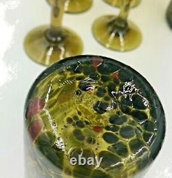 Tortoiseshell Green Glassware Set Pitcher Glasses Wine by Novica Handblown