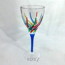 Trix Wine Glasses, Hand-Painted Italian Crystal, Set of 6