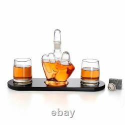 Unique Whiskey Decanter Set Glass Crystal Bottle Display Dispenser Wine Vintage