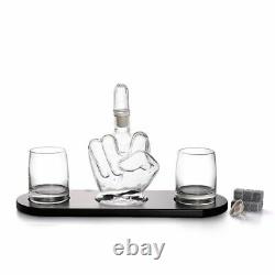 Unique Whiskey Decanter Set Glass Crystal Bottle Display Dispenser Wine Vintage